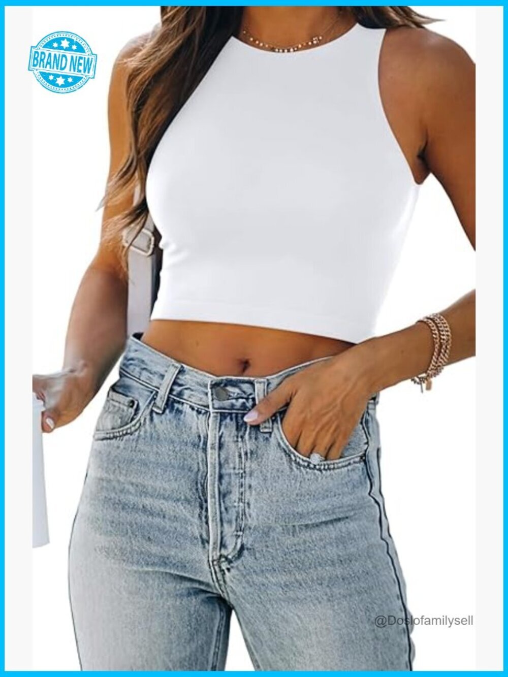 Double Lined Crop Tank Top Racerback Slim Fit Cute Workout Top High Neck
